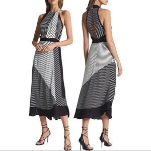 Reiss Black and White Geometric Midi Dress